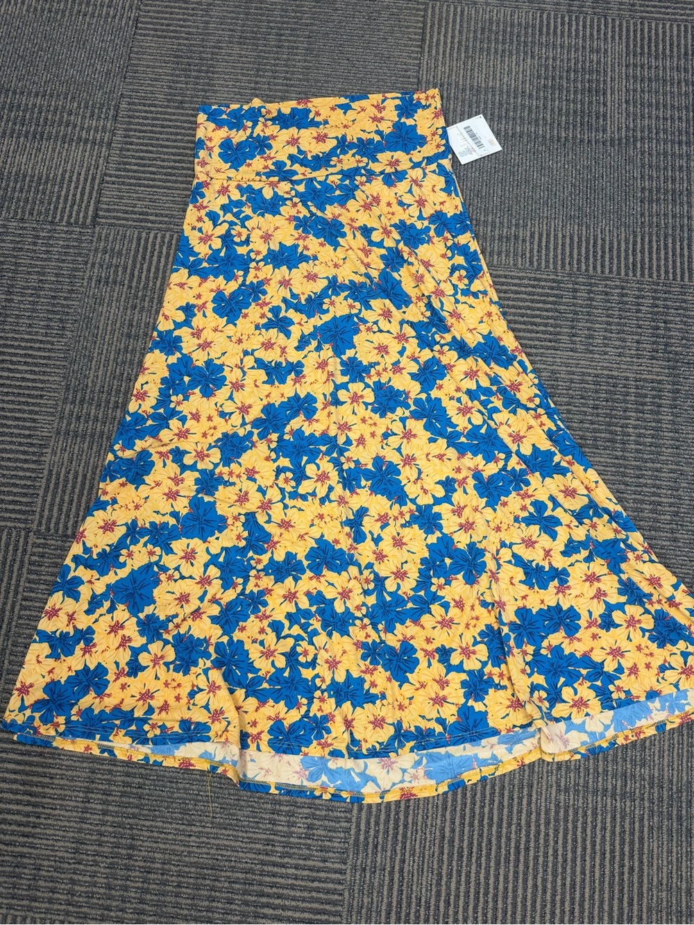 NWT LuLaRoe Yellow Blue Maxi Skirt Tropical Floral Print SZ XL